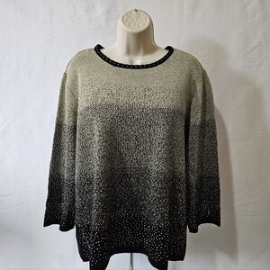 Alfred Dunner Black Gold Metallic Sweater